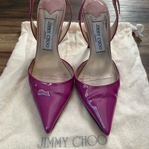 Jimmy Choo Purple Patent Leather Slingback Pumps